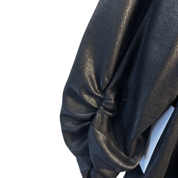 Karen Kane Womens Black Faux Leather Open Front Jacket With Ruched Sleeves One S - Picture 6 of 16